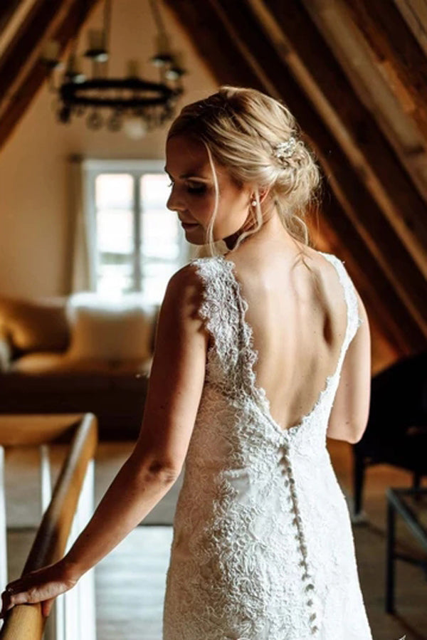 Mermaid Bridal Dress with Covered Button Details, WD2303191