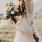 Rustic Ivory Long Sleeve Lace Beach Wedding Dress, WD23041111