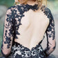 Black Lace A-line Long Sleeves Wedding Dress, WD2303151