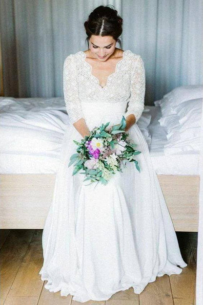 Backless Lace and Chiffon Wedding Dress, WD23022659