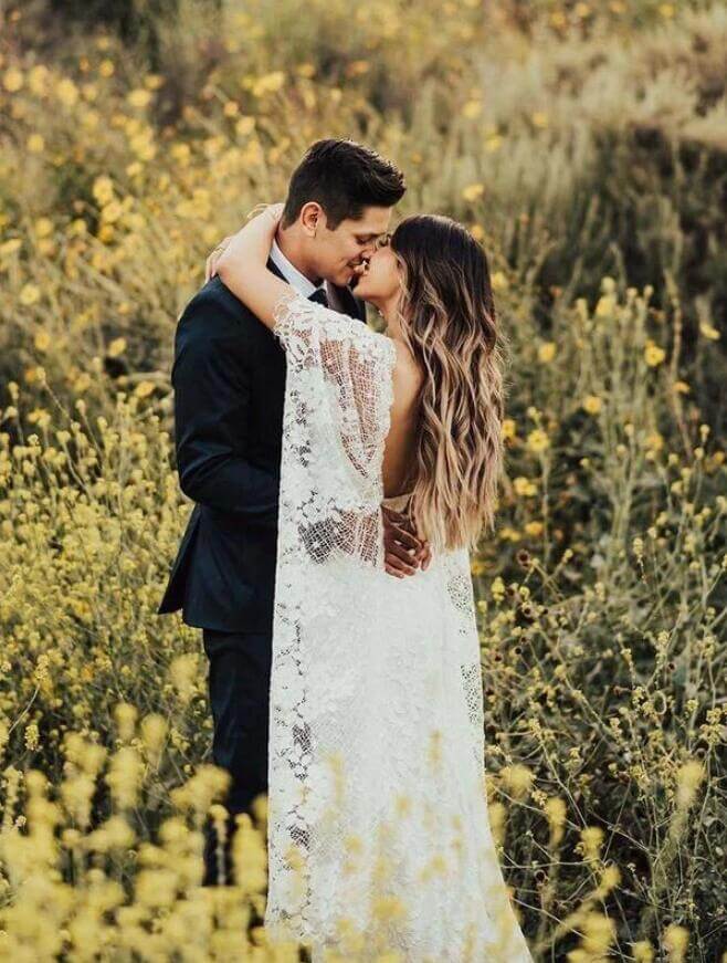 boho sheath wedding dress Sheath Off-Shoulder Applique Boho Wedding Dress Bridal Gowns With Train QW8071 US2 / White & Ivory