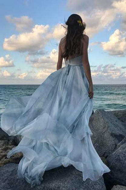 Off Shoulder Ombre Beach Wedding Dress, WD2302276