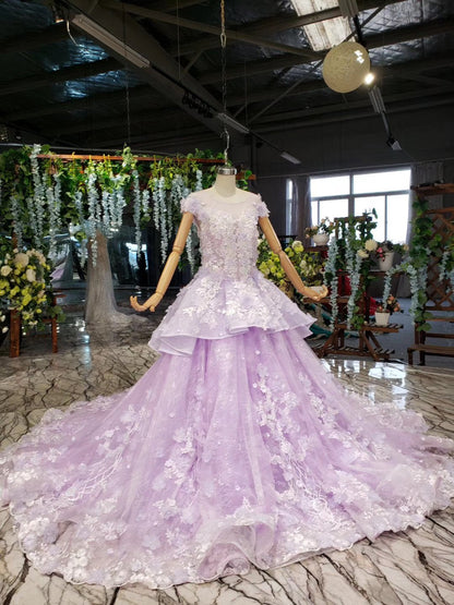 Lilac Floral Ball Gown Quinceanera Dress, PD23022221