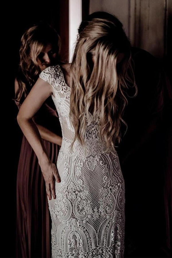 vintage lace sheath wedding dress Vintage Wedding Dresses