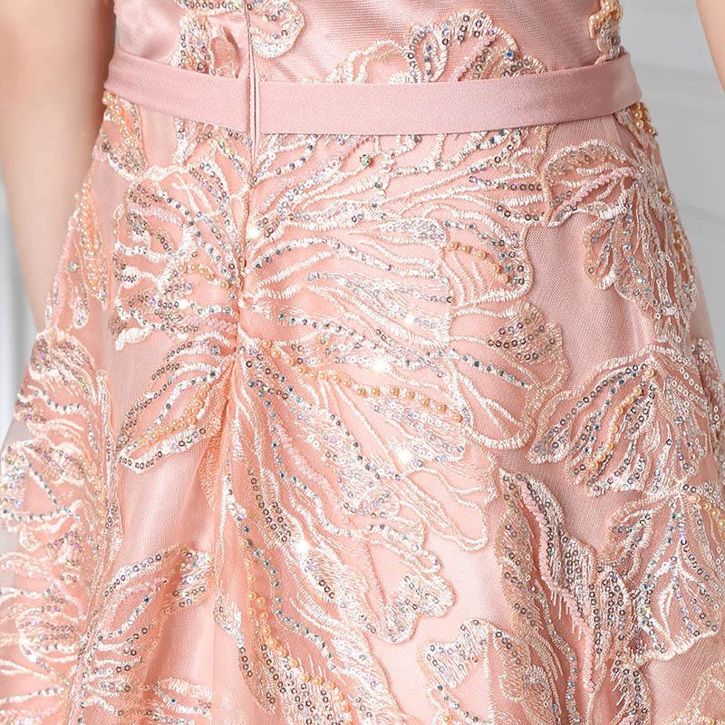 Pink Sequin Applique Long Prom Dress | Formal Evening Wear | JLDressCA Pink Sequin Applique Long Prom Dress | Formal Evening Wear | JLDressCA
