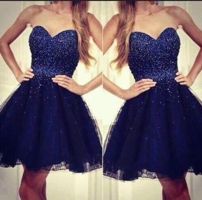 dark blue short sweetheart homecoming dress for girls, short prom dress, BD39771