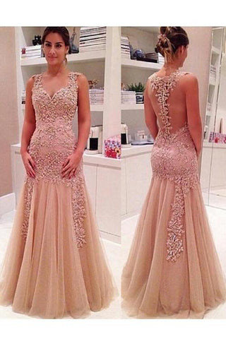 rose pink prom dress, mermaid prom dress, long prom dress, charming prom dress, applique evening gown, BD78