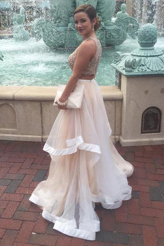 two pieces prom dress, long prom dress, A-line prom dress, gorgeous prom dress, charming evening gown, BD45