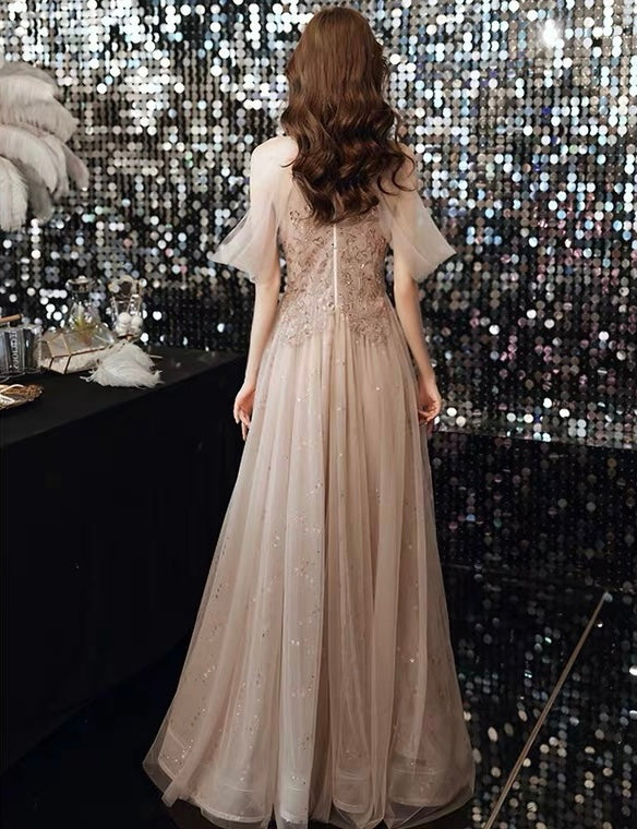 Buy 2021 Sexy A-line Champagne Color Sparkling Prom Dress Online | JLDressCA Buy 2021 Sexy A-line Champagne Color Sparkling Prom Dress Online | JLDressCA