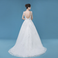 A-line long floor-length tulle wedding dress, open back wedding dresses, WD73