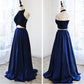 two pieces prom dress, long prom dress, blue prom dress, fashion halter evening dress,prom dress, BD404