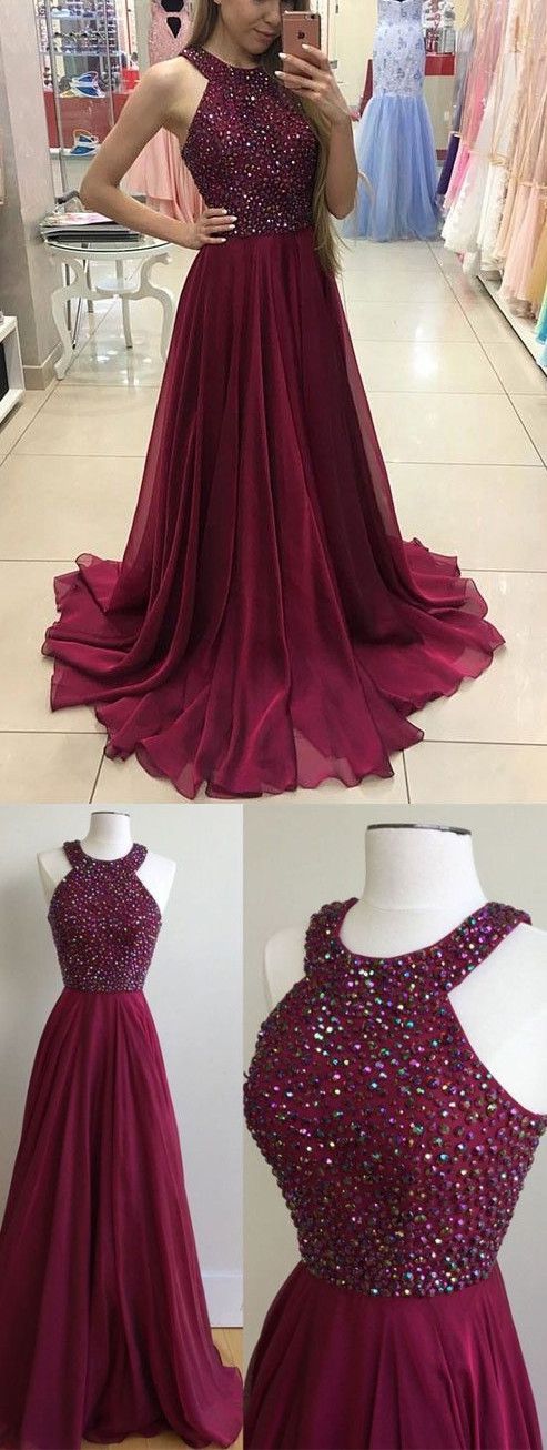 Long Beaded Chiffon Prom Dress, BD25636