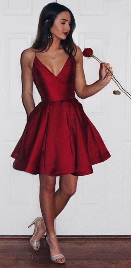 Buy Red Simple V-Neck Short A-line Homecoming Dress Online | JLDressCA Buy Red Simple V-Neck Short A-line Homecoming Dress Online | JLDressCA