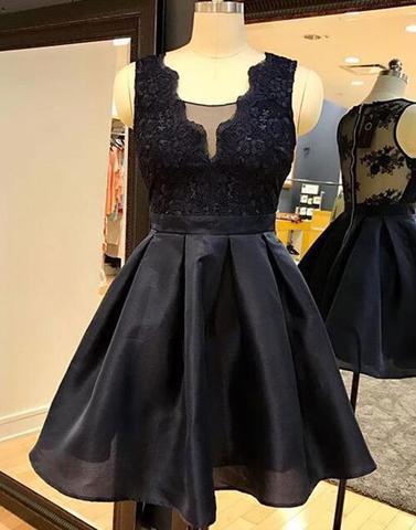 little black short A-line homecoming dress, HD442