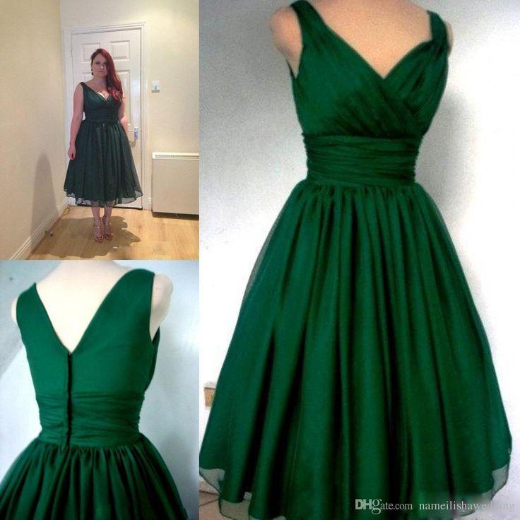 v-neck green homecoming dress, short prom dress, HD577