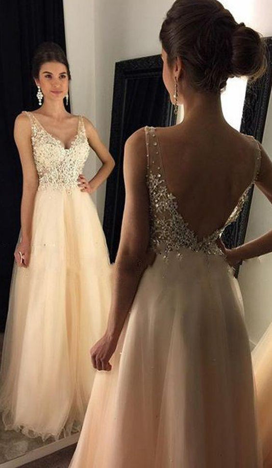 v-neck prom dress, long prom Dress, evening dress, prom dress, charming evening dress, BD396