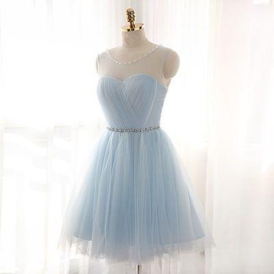 light blue A-line junior short homecoming dress, BD39760