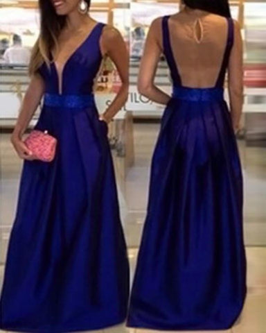 A-line prom dress, formal prom dress, royal blue prom gown, prom dress, evening gown 2017, BD145