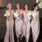 dusty pink chiffon v-neck long Bridesmaid Dresses, PD9802