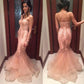 blush pink lace appliques sweetheart formal long prom dress, PD5578