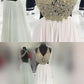 beaded white chiffon open back long prom dresses, PD56564