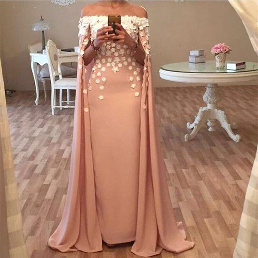 unique off shoulder pink long prom dresses, PD1478