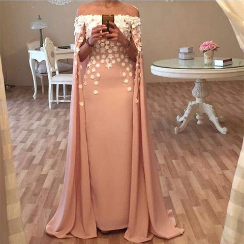 2020 unique off shoulder pink long prom dresses, PD1478