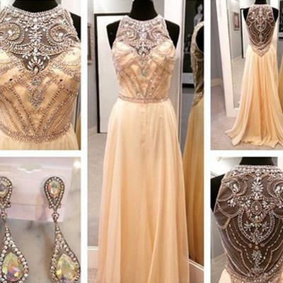 beaded prom dress, long prom dress, charming prom dress, daffodil prom dress, evening gown 2017, BD117