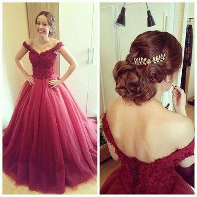 burgundy prom dress,long prom dress,off shoulder prom dress, A-line prom dress,2017 prom gown, BD528