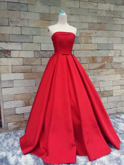 red prom dress,long prom dress,strapless prom dress, A-line prom dress,prom gown, BD529