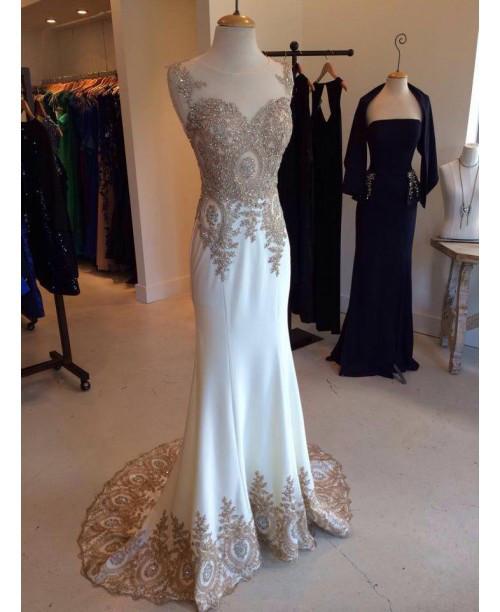 White prom dress, long prom dress, chiffon prom dress, formal prom dress, charming evening dress, BD0020