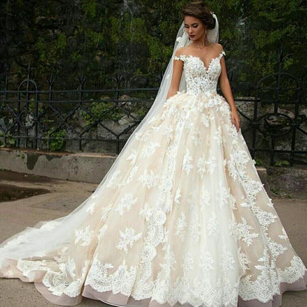 formal elegant cap sleeves A-line ivory lace long wedding dress, WD235