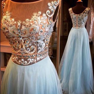 light blue prom dress, long prom dress,charming prom dress, beauty prom dress, evening dress, BD81
