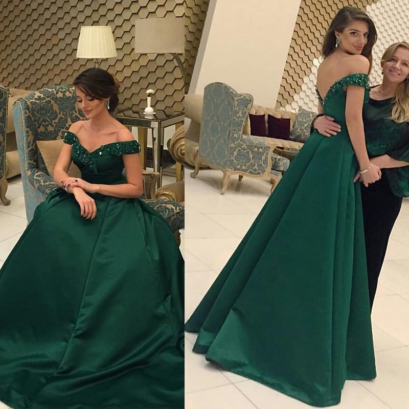 green prom dress, off shoulder prom dress, A-line prom dress, floor-length prom dress, formal evening gown, BD77