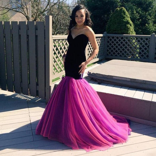purple mermaid sweetheart formal charming long prom dress, PD8630