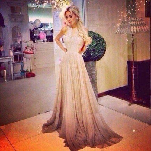 elegant halter tulle long prom dress, PD7942