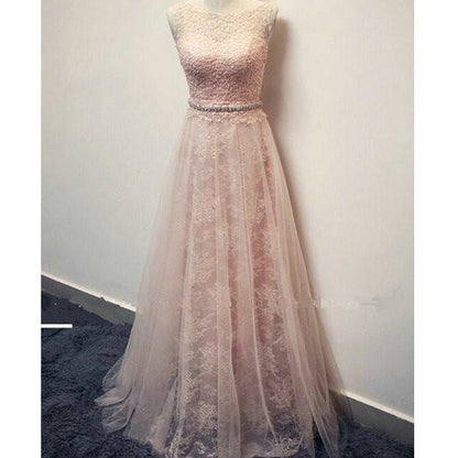 pearl pink prom dress, lace prom dress, modest prom dress, prom dress, charming prom dress, BD380